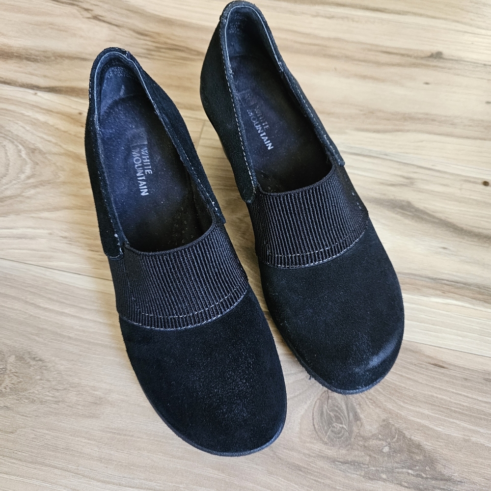 White Mountain Black Suade Leather Upper Comfort Shoe Size 8